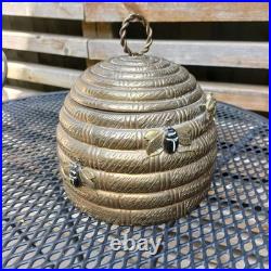 Vintage Mottahedeh Brass Beehive Box Bee Hive Lidded Jar Museum Reproduction