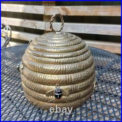 Vintage Mottahedeh Brass Beehive Box Bee Hive Lidded Jar Museum Reproduction