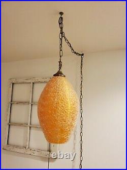 Vintage Orange Beehive Lucite Spaghetti Swag Light Hanging Light Mid Century