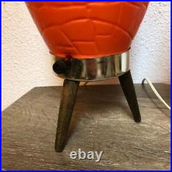Vintage Pair MCM Lamps Orange Plastic Mid Century Modern Beehive WORKS