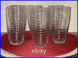 Vintage Rare Anchor Hocking Bee Hive Beehive 6 Tumbler Glass 14 oz Set of 6