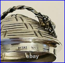 Vintage Sterling Silver Bee Hive Honey Pot With Sterling Dipper With Bee Handle