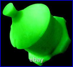 Vintage Uranium Green Yellow Glass Bee Honey Jam Marmalade Pot Jar