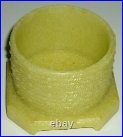 Vintage Uranium Green Yellow Glass Bee Honey Jam Marmalade Pot Jar
