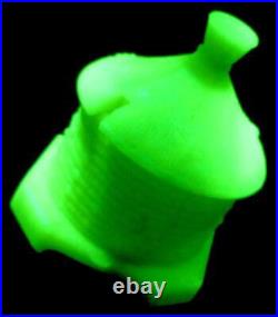 Vintage Uranium Green Yellow Glass Bee Honey Jam Marmalade Pot Jar