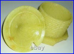 Vintage Uranium Green Yellow Glass Bee Honey Jam Marmalade Pot Jar