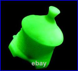 Vintage Uranium Green Yellow Glass Bee Honey Jam Marmalade Pot Jar