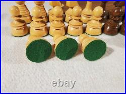 Vintage Wood Large Chess Set Men Chessmen Pieces 4.75 King Beehive Tiki Hut