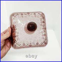 Vtg Plum Amethyst Glass Bee Hive Box UV Reactive RARE MINT Indiana Tiara Footed