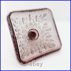 Vtg Plum Amethyst Glass Bee Hive Box UV Reactive RARE MINT Indiana Tiara Footed