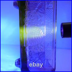 Vtg Plum Amethyst Glass Bee Hive Box UV Reactive RARE MINT Indiana Tiara Footed