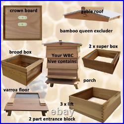 WBC Beehive Cedar Hive 3 Lifts Porch 2 Super 1 Brood Gabled Roof Beekeeping