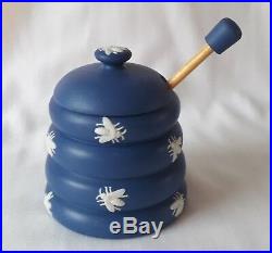 Wedgwood Honey Pot Blue Jasperware bee hive pot