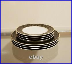 Williams Sonoma Bee Honeycomb Dinner & Salad Plates Set of 8 Black & White NEW