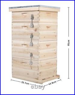 Wooden 4-Tier Langstroth Beehive Box, Beehives Hive Equipment
