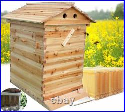 Wooden Bee Hive Box Beekeeping Beehive House + 7PCS Auto Honey Frames+1 X Gloves