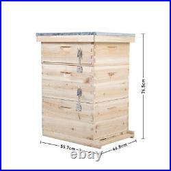 Wooden Beehive Box with 10pcs Hive Frames Kits Beekeeper 3 Tier Beekeeping House