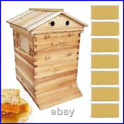 Wooden Beehive Super Beekeeping Brood House Box with 7 Auto Honey Bee Hive Frames