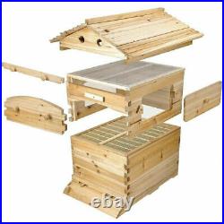 Wooden Beekeeping Beehive House + 7PCS Upgraded Auto Run Bee Comb Hive Frames
