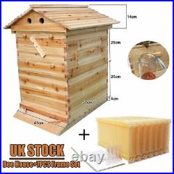 Wooden Beekeeping House Box+ Automatic Harvest Honey 7pcs Beehive Frames Kit