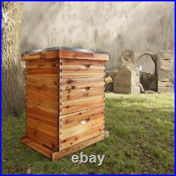 Wooden Beeswax Beehive Metal Top Cover with 30 Frames, 2 Deep Box and 1 Medium Box