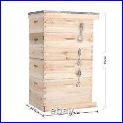 Wooden Langstroth Beehive Box Beekeeping Honey Bee Brood House/Hive Frames 4Tier