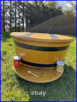 Yellow Bee Hive from Recycled Solid Oak Whiskey Barrel Garden Beekeeping